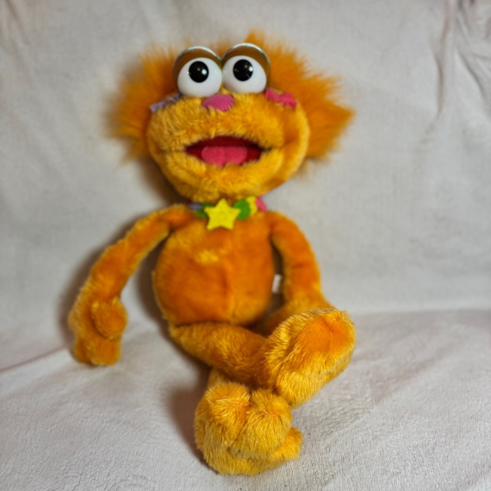 Sesame Street Orange Fuzzy Plush Character with Star Collar